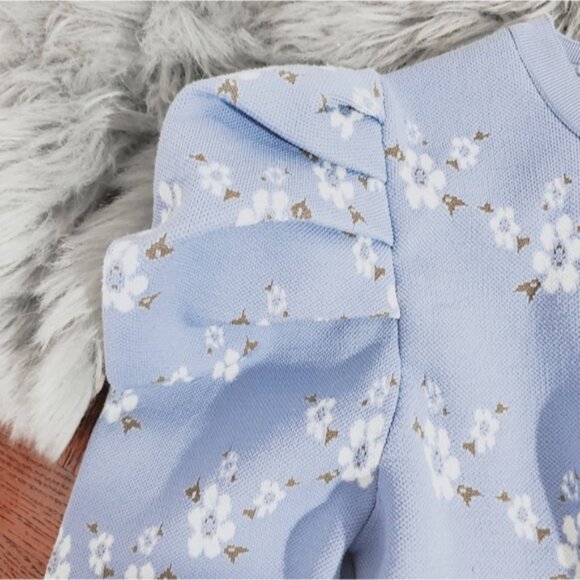 ZARA Retro Puff Shoulder Sweater With Floral Design - Picture 5 of 9